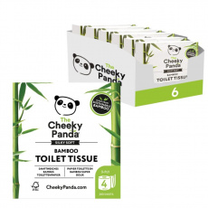Cheeky Panda, trojvrstvový toaletný papier, 4 kotúče, 800 listov, kartón 6 balení